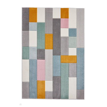 Matrix E7918 Modern Geometric Carved Soft Textured Easy-Care Durable Polypropylene Short Pile Multicolour Rug-Think Rugs-Rug Love - The Most Loved Rug Store